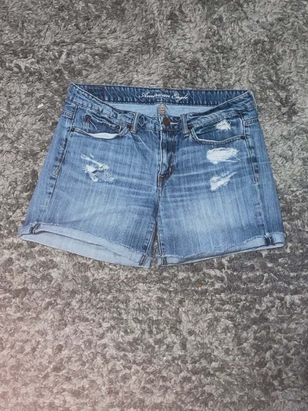 American Eagle Distressed Midi Denim Shorts